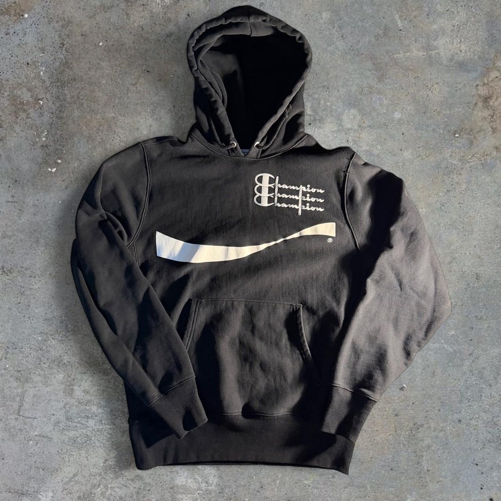 Champion Reverse Weave Coca-Cola Black Graphic Pullover Hoodie Size M